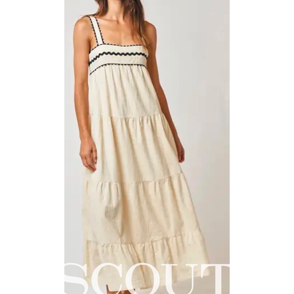 Cream, Cotton Tiered Sleeveless Maxi Sun Dress